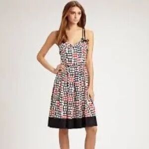 Milly Heidi Dress in Red/ Black/ White
